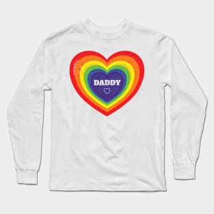 Mens Gay Fathers Day LGBT Rainbow Hearts Pride Long Sleeve T-Shirt